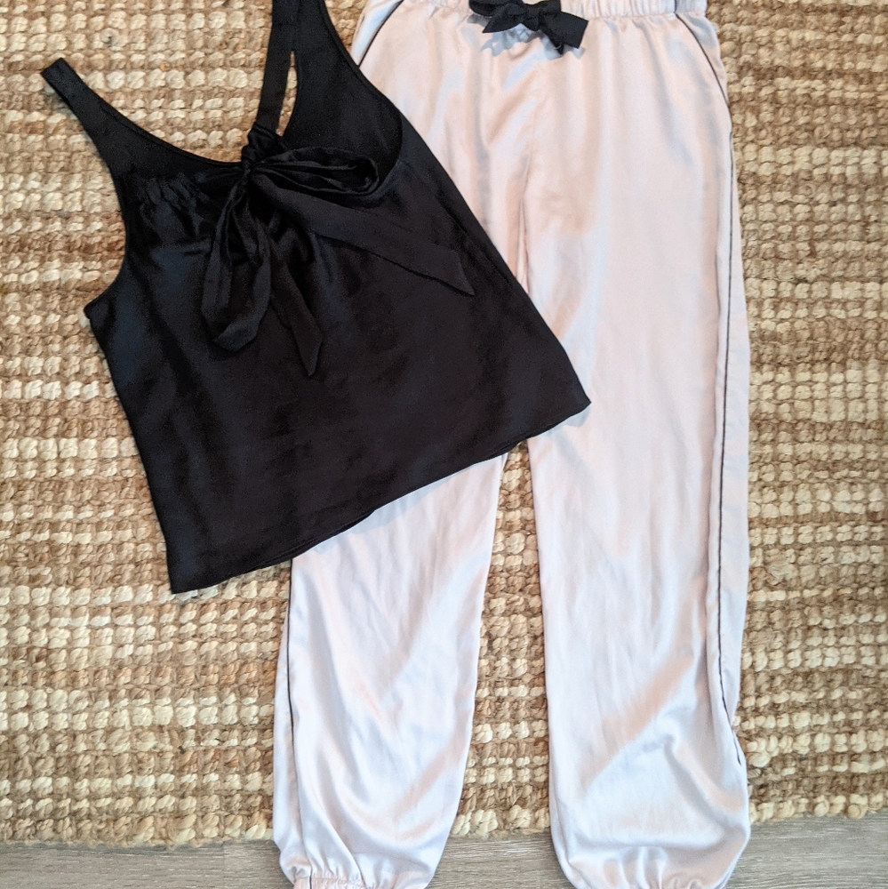 Victoria secret silk pajama set pants cami top